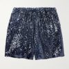 Straight-Leg Sequinned Crepe Drawstring Bermuda Shorts Straight-Leg Sequinned Crepe Drawstring Bermuda Shorts