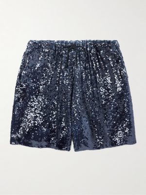 Straight-Leg Sequinned Crepe Drawstring Bermuda Shorts