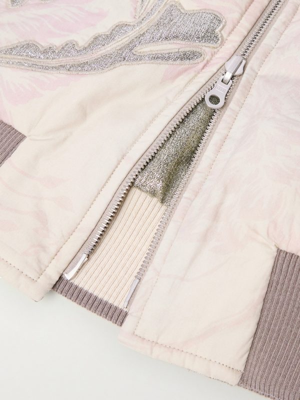 Reversible Embroidered Floral-Print Cotton and Lamé Bomber Jacket - E1