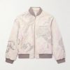 Reversible Embroidered Floral-Print Cotton and Lamé Bomber Jacket