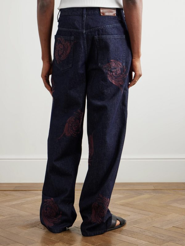 Embroidered Straight-Leg Jeans - BK