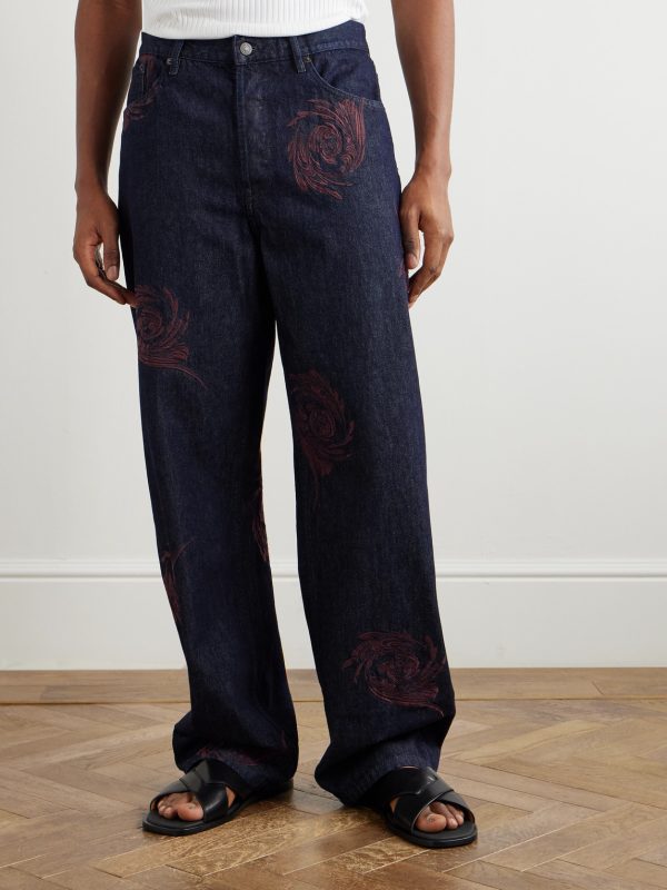 Embroidered Straight-Leg Jeans - FR