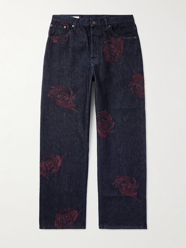Embroidered Straight-Leg Jeans