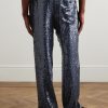Wide-Leg Sequinned Crepe Drawstring Trousers - BK Wide-Leg Sequinned Crepe Drawstring Trousers - BK