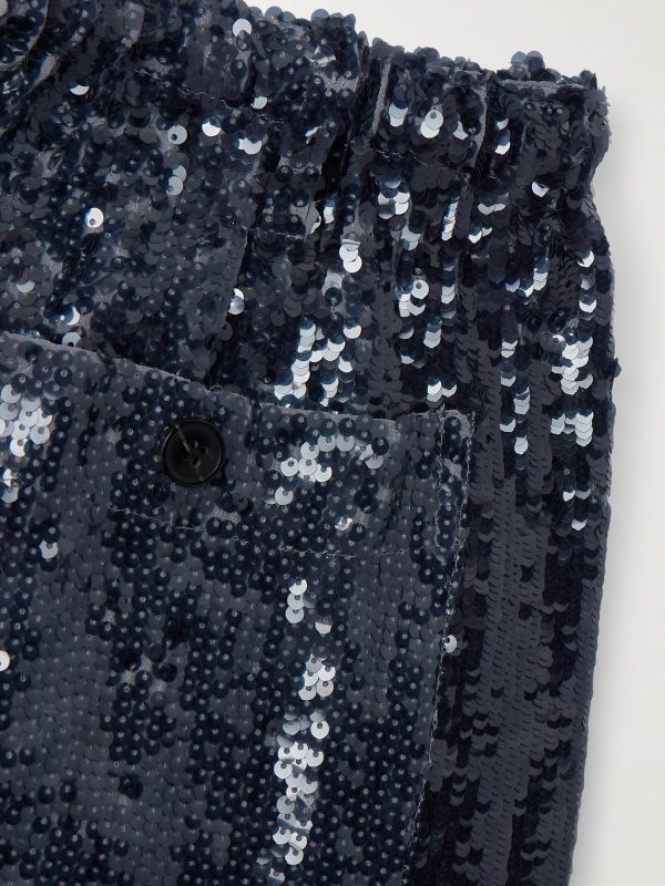 Wide-Leg Sequinned Crepe Drawstring Trousers - CU Wide-Leg Sequinned Crepe Drawstring Trousers - CU