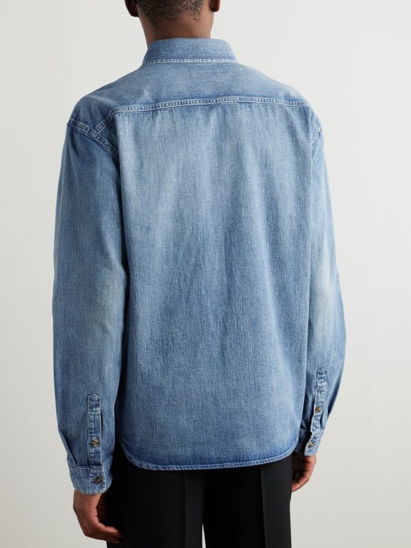 Logo-Embroidered Denim Shirt - BK Logo-Embroidered Denim Shirt - BK