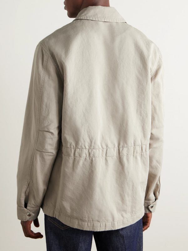 Cotton and Linen-Blend Twill Field Jacket - BK Cotton and Linen-Blend Twill Field Jacket - BK