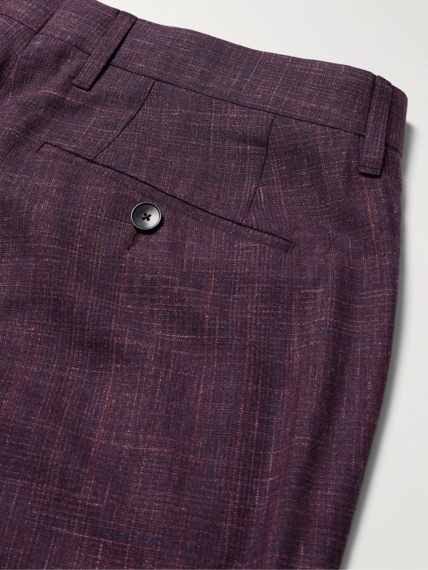 Mike Straight-Leg Pleated Wool, Silk and Linen-Blend Suit Trousers - CU Mike Straight-Leg Pleated Wool, Silk and Linen-Blend Suit Trousers - CU