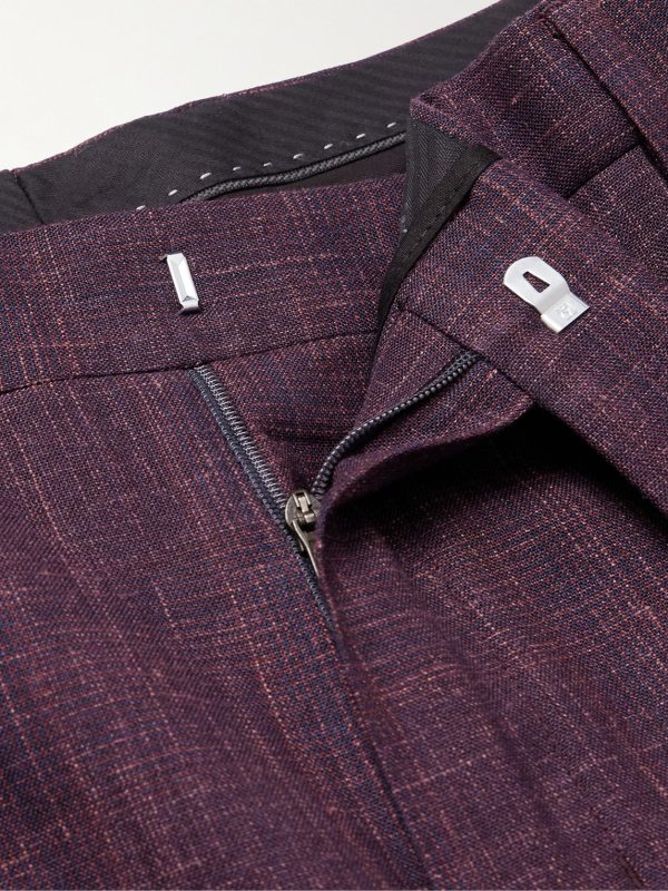 Mike Straight-Leg Pleated Wool, Silk and Linen-Blend Suit Trousers - E1 Mike Straight-Leg Pleated Wool, Silk and Linen-Blend Suit Trousers - E1