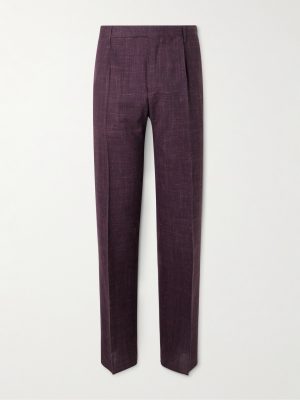 Mike Straight-Leg Pleated Wool, Silk and Linen-Blend Suit Trousers Mike Straight-Leg Pleated Wool, Silk and Linen-Blend Suit Trousers