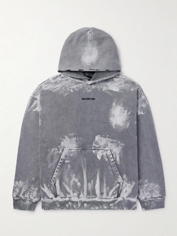 Logo-Print Distressed Paint-Splattered Cotton-Jersey Hoodie Logo-Print Distressed Paint-Splattered Cotton-Jersey Hoodie