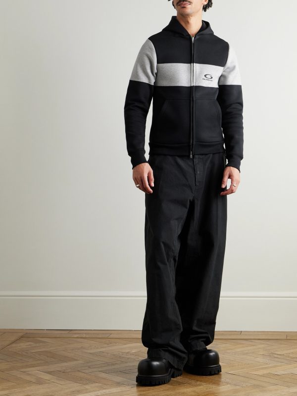 Logo-Embroidered Colour-Block Cotton-Jersey Hoodie - OU Logo-Embroidered Colour-Block Cotton-Jersey Hoodie - OU