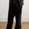 Wide-Leg Distressed Cotton Cargo Trousers - BK