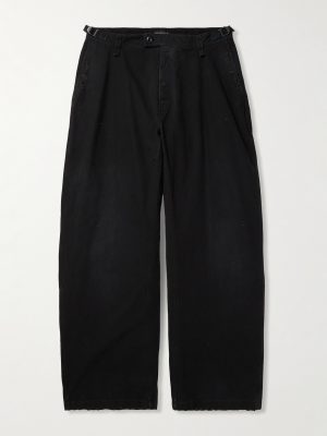 Wide-Leg Distressed Cotton Cargo Trousers