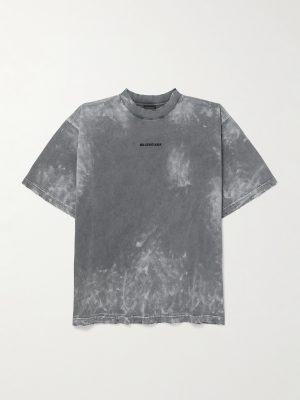 Oversized Distressed Logo-Embroidered Printed Cotton-Jersey T-Shirt Oversized Distressed Logo-Embroidered Printed Cotton-Jersey T-Shirt
