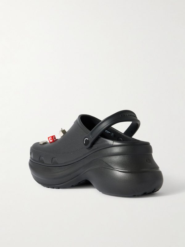 + Crocs™ Embellished Rubber Mules - BK + Crocs™ Embellished Rubber Mules - BK