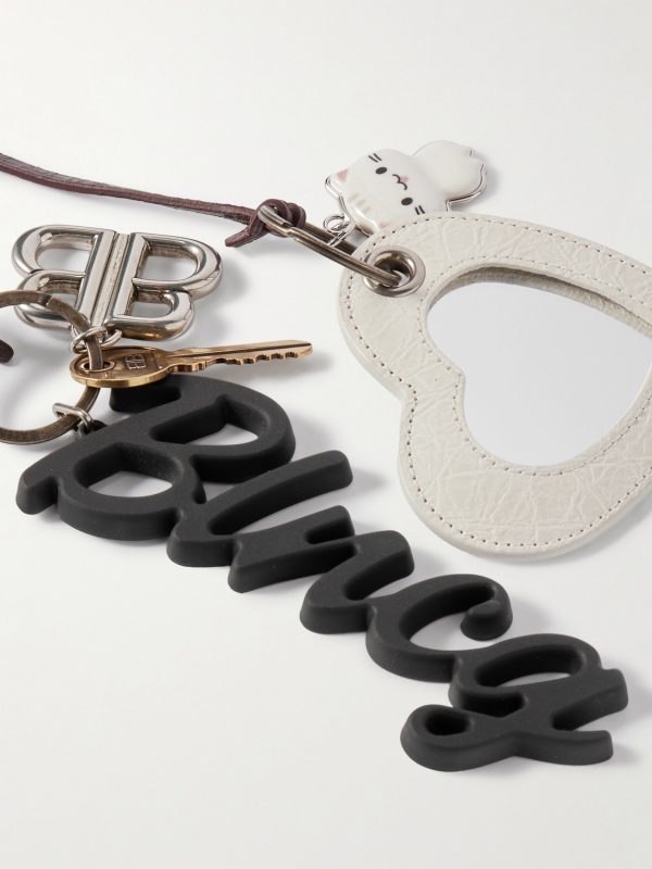 Le City 2 Embellished Textured-Leather, Silver- and Gold-Tone Key Fob - CU