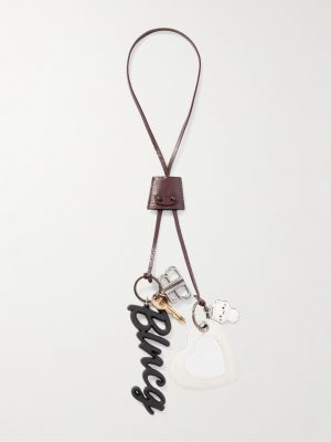 Le City 2 Embellished Textured-Leather, Silver- and Gold-Tone Key Fob