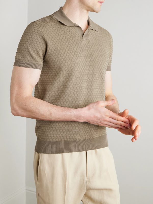 Honeycomb-Knit Cotton Polo Shirt - FR
