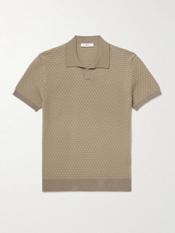 Honeycomb-Knit Cotton Polo Shirt