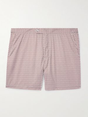Straight-Leg Mid-Length Printed Swim Shorts