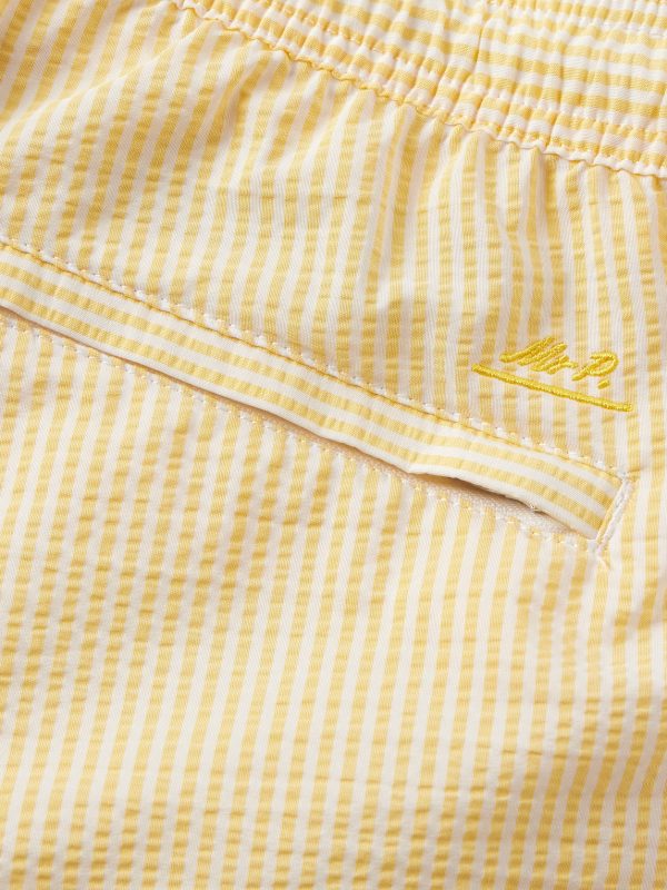 Straight-Leg Mid-Length Striped Seersucker Swim Shorts - CU Straight-Leg Mid-Length Striped Seersucker Swim Shorts - CU