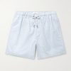 Straight-Leg Mid-Length Striped Seersucker Swim Shorts Straight-Leg Mid-Length Striped Seersucker Swim Shorts