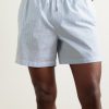 Straight-Leg Mid-Length Striped Seersucker Swim Shorts - OU Straight-Leg Mid-Length Striped Seersucker Swim Shorts - OU
