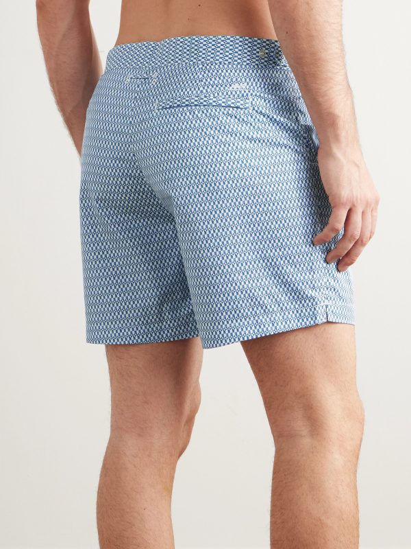 Straight-Leg Mid-Length Printed Swim Shorts - BK Straight-Leg Mid-Length Printed Swim Shorts - BK
