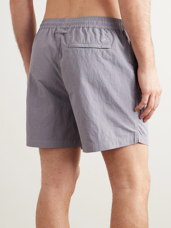 Straight-Leg Mid-Length Garment-Dyed Swim Shorts - BK Straight-Leg Mid-Length Garment-Dyed Swim Shorts - BK