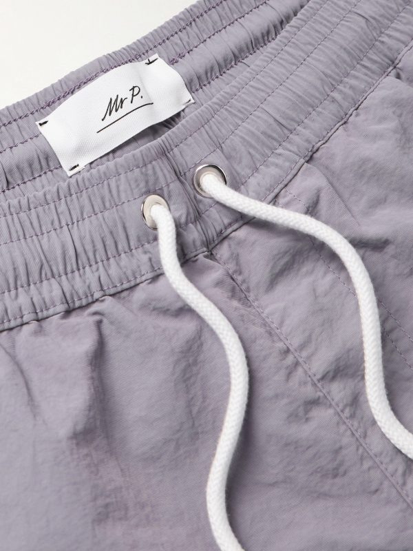 Straight-Leg Mid-Length Garment-Dyed Swim Shorts - CU Straight-Leg Mid-Length Garment-Dyed Swim Shorts - CU
