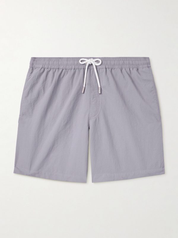 Straight-Leg Mid-Length Garment-Dyed Swim Shorts Straight-Leg Mid-Length Garment-Dyed Swim Shorts