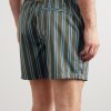 Straight-Leg Mid-Length Striped Swim Shorts - BK Straight-Leg Mid-Length Striped Swim Shorts - BK