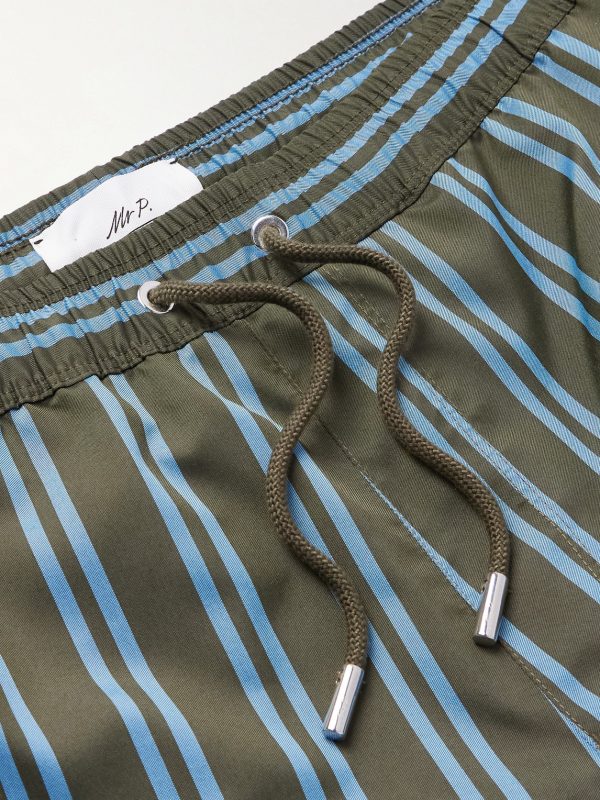 Straight-Leg Mid-Length Striped Swim Shorts - CU Straight-Leg Mid-Length Striped Swim Shorts - CU