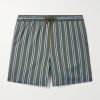 Straight-Leg Mid-Length Striped Swim Shorts Straight-Leg Mid-Length Striped Swim Shorts