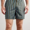 Straight-Leg Mid-Length Striped Swim Shorts - OU Straight-Leg Mid-Length Striped Swim Shorts - OU