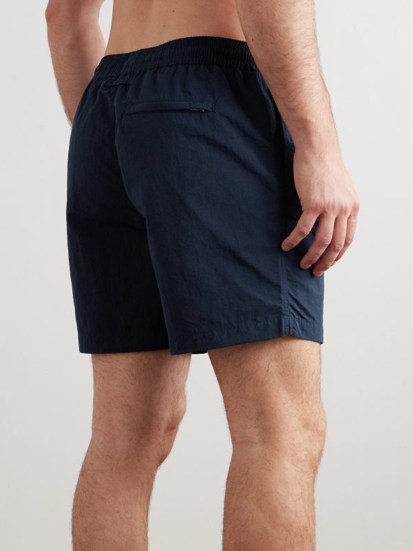 Straight-Leg Mid-Length Garment-Dyed Swim Shorts - BK