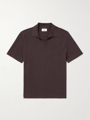 Jonny Open-Collar Pointelle-Knit Cotton Polo Shirt
