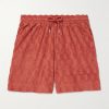 Straight-Leg Organic Cotton-Terry Jacquard Drawstring Shorts Straight-Leg Organic Cotton-Terry Jacquard Drawstring Shorts