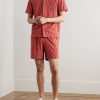 Straight-Leg Organic Cotton-Terry Jacquard Drawstring Shorts - OU Straight-Leg Organic Cotton-Terry Jacquard Drawstring Shorts - OU