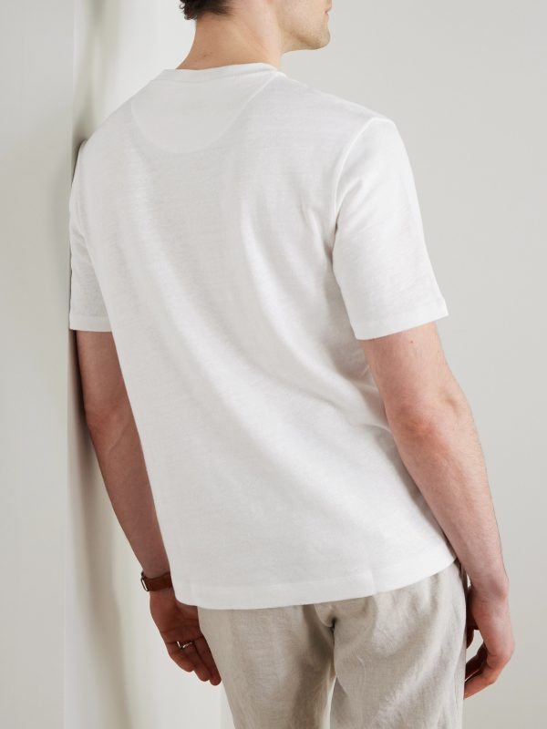 Linen and Organic Cotton-Blend T-Shirt - BK