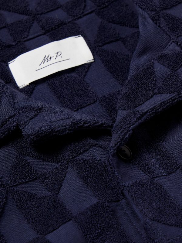 Camp-Collar Organic Cotton-Terry Jacquard Shirt - CU Camp-Collar Organic Cotton-Terry Jacquard Shirt - CU