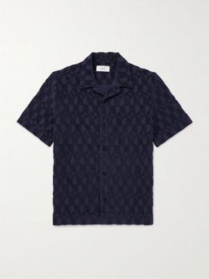 Camp-Collar Organic Cotton-Terry Jacquard Shirt