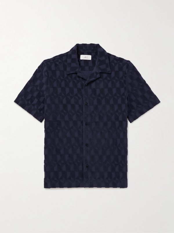 Camp-Collar Organic Cotton-Terry Jacquard Shirt Camp-Collar Organic Cotton-Terry Jacquard Shirt