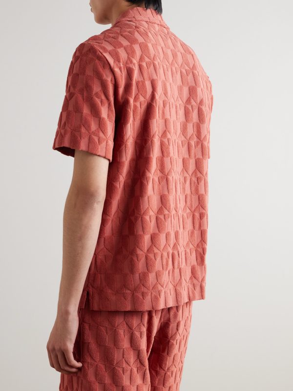 Camp-Collar Organic Cotton-Terry Jacquard Shirt - BK Camp-Collar Organic Cotton-Terry Jacquard Shirt - BK