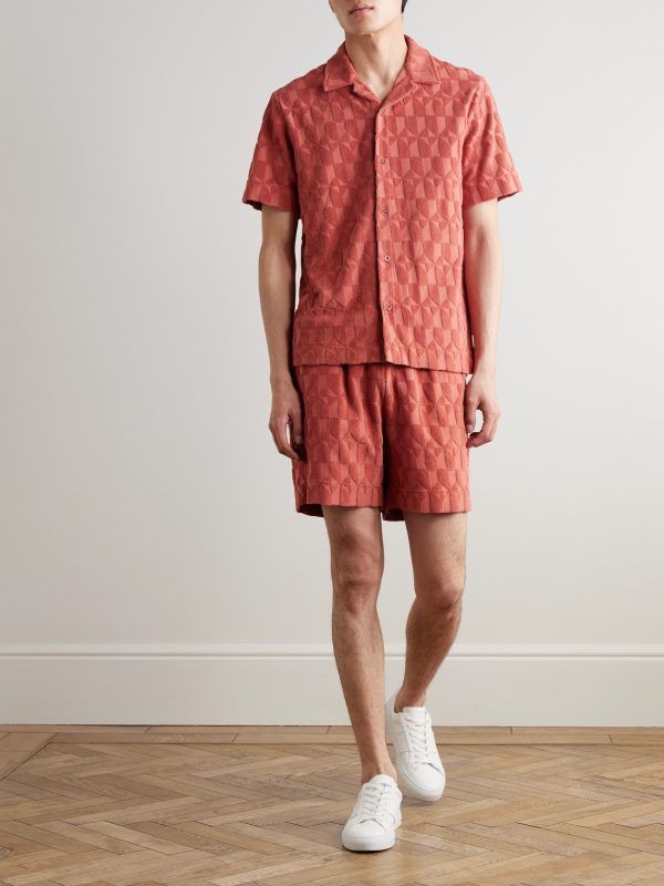 Camp-Collar Organic Cotton-Terry Jacquard Shirt - OU Camp-Collar Organic Cotton-Terry Jacquard Shirt - OU