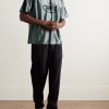 Game Appliquéd Logo-Print Striped Satin Polo Shirt - OU Game Appliquéd Logo-Print Striped Satin Polo Shirt - OU