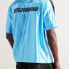 Game Appliquéd Logo-Print Striped Satin Polo Shirt - BK Game Appliquéd Logo-Print Striped Satin Polo Shirt - BK