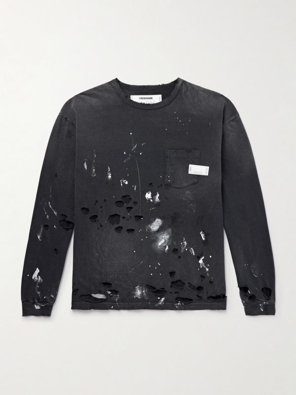 Savage Distressed Paint-Splattered Cotton-Jersey T-Shirt Savage Distressed Paint-Splattered Cotton-Jersey T-Shirt