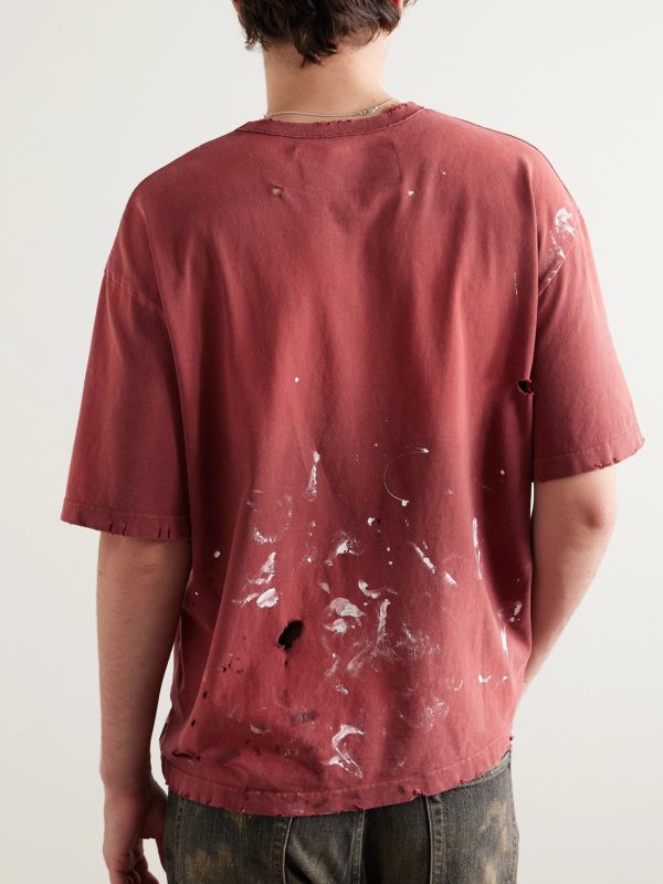 Savage Distressed Paint-Splattered Cotton-Jersey T-Shirt - BK Savage Distressed Paint-Splattered Cotton-Jersey T-Shirt - BK